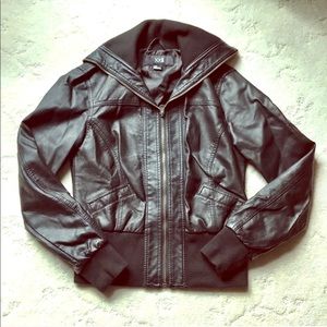 NWOT Juniors Black (Fake) Leather Zip-Up Jacket